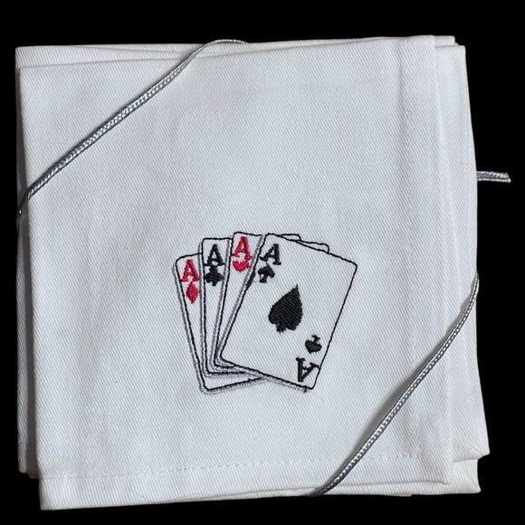NWT RARE Vintage Cocktail Napkin Set Of 4 “Deck Of Cards” 100% Cotton - Picture 2 of 8